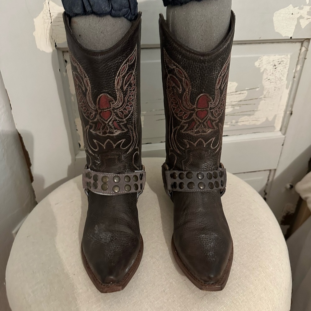 Freebies by Steven Ranch Leather Boots, Size 8.